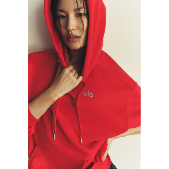 Alo Accolade Hoodie Bright Red Color Size Large NWT - Picture 5 of 5